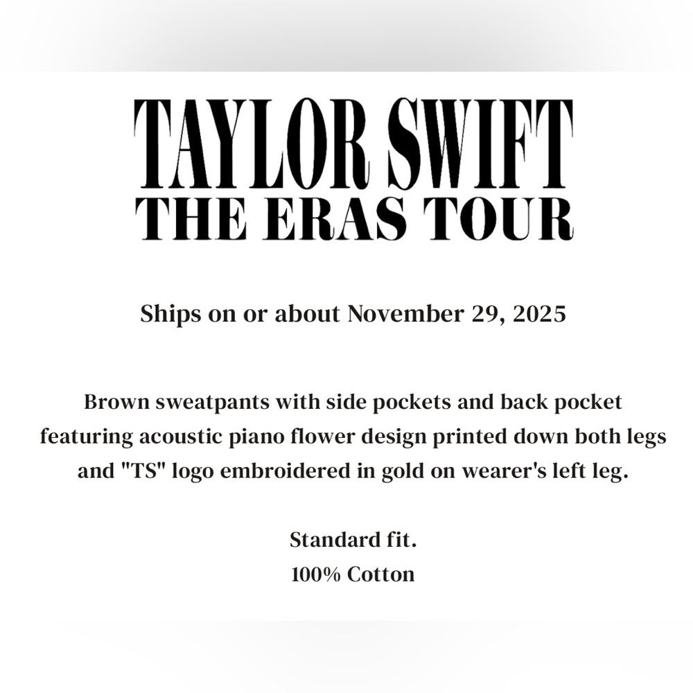Taylor Swift Acoustic Piano Sweatpants The Eras Tour Sweats Taylor Swift Large - Picture 5 of 5